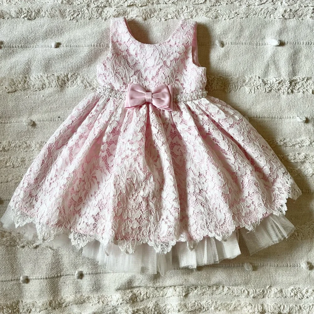 American Princess Pink and White Lace Dress size 2T - Picture 1 of 2